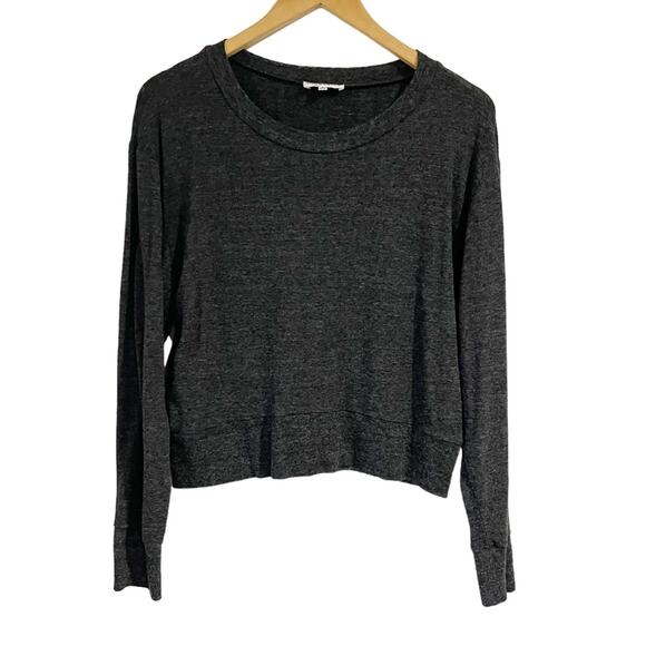 Aritzia Community Women Sweatshirt Pullover Gray Linen Blend Cropped Medium - Picture 1 of 7